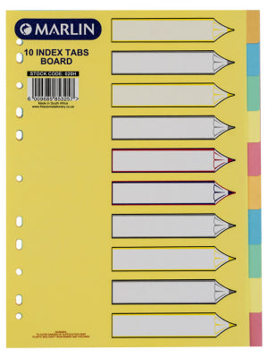 A4 PASTEL BOARD DIVIDERS 10 TAB | File Dividers and Indices - Board