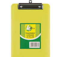 Trefoil Yellow Transparent A4 Plastic Clipboard | Clip Boards